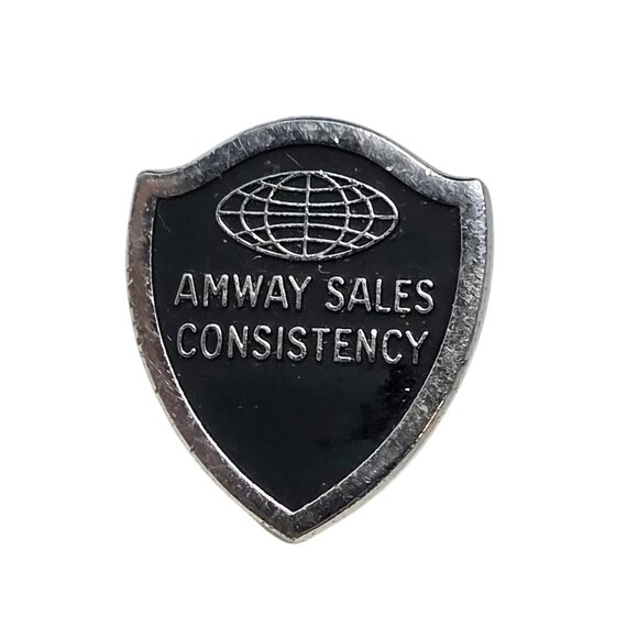 Amway Sales Consistency Lapel Pin Vintage Shield Award Pinback Tie Tack Business - Picture 1 of 10
